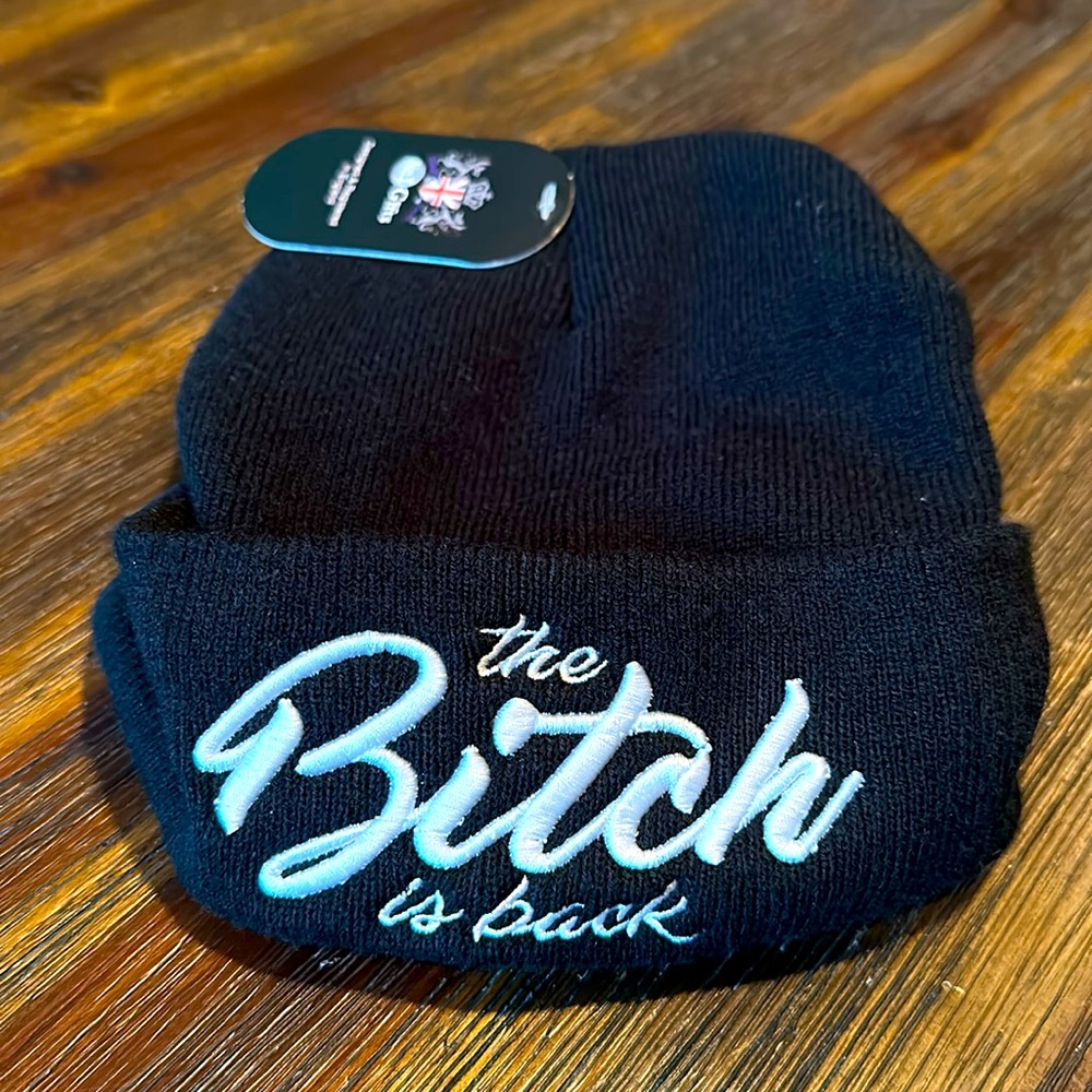 Unisex Embroidered Black Beanie